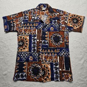 Paradise Hawaii Vintage Aloha Shirt L Textured Cotton Original Hawaiian Retro